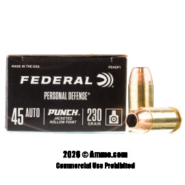 Image of Federal Punch 45 ACP Ammo - 20 Rounds of 230 Grain JHP Ammunition