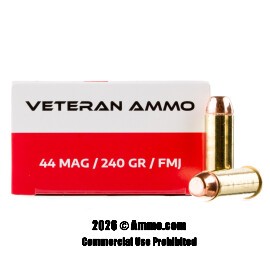 Veteran 44 Magnum Ammo - 50 Rounds of 240 Grain FMJ Ammunition