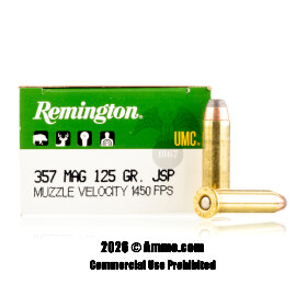 Remington 357 Magnum Ammo - 50 Rounds of 125 Grain JSP Ammunition