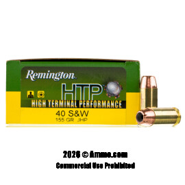 Image of Remington HTP 40 S&W Ammo - 20 Rounds of 155 Grain JHP Ammunition