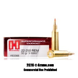 Image of Hornady Superformance 22-250 Rem Ammo - 200 Rounds of 50 Grain V-MAX Ammunition