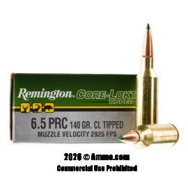 Image of Remington Core-Lokt Tipped 6.5 PRC Ammo - 20 Rounds of 140 Grain Polymer Tip Ammunition