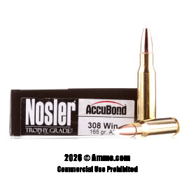Image of Nosler Ammunition 308 Win Ammo - 20 Rounds of 165 Grain Nosler AccuBond Ammunition
