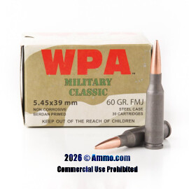 Image of Wolf 5.45x39 Ammo - 750 Rounds of 60 Grain FMJ Ammunition