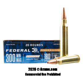 Image of Federal Power-Shok 300 Win Mag Ammo - 20 Rounds of 180 Grain Copper HP Ammunition