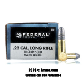 Federal 22 LR Ammo - 500 Rounds of 40 Grain LRN Ammunition