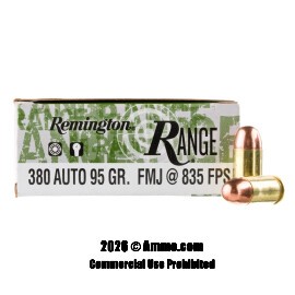 Image of Remington Range 380 ACP Ammo - 1000 Rounds of 95 Grain FMJ Ammunition