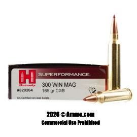 Image of Hornady Superformance 300 Winchester Magnum Ammo - 20 Rounds of 165 Grain CX Ammunition