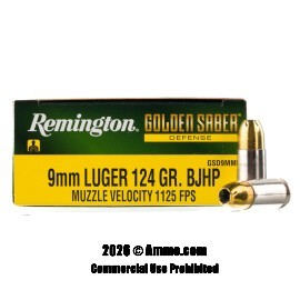 Image of Remington Golden Saber 9mm Ammo - 20 Rounds of 124 Grain BJHP Ammunition
