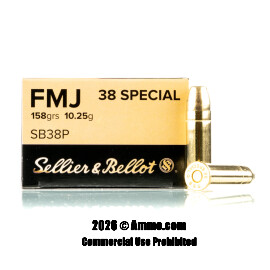 Sellier and Bellot 38 Special Ammo - 50 Rounds of 158 Grain FMJ Ammunition