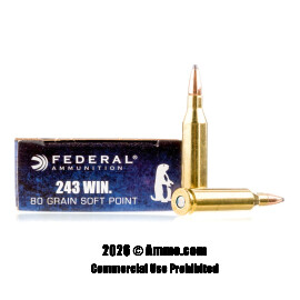 Federal 243 Win Ammo - 200 Rounds of 80 Grain SP Ammunition