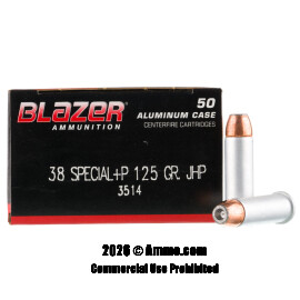 Blazer 38 Special +P Ammo - 50 Rounds of 125 Grain JHP Ammunition