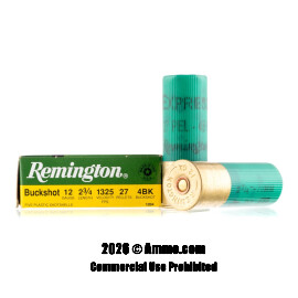 Remington 12 ga Ammo - 5 Rounds of #4 Buck Ammunition