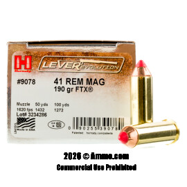 Image of Hornady LEVERevolution 41 Magnum Ammo - 20 Rounds of 190 Grain FTX Ammunition