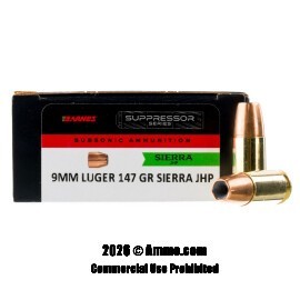 Image of Barnes Suppressor Series 9mm Ammo - 50 Rounds of 147 Grain Sierra JHP Ammunition