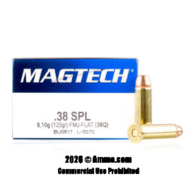 Magtech 38 Special Ammo - 50 Rounds of 125 Grain FMC Ammunition