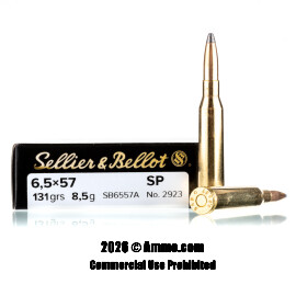 Image of Sellier and Bellot 6.5x57mm Ammo - 20 Rounds of 131 Grain SP Ammunition