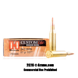 Image of Hornady Custom Lite 243 Win Ammo - 20 Rounds of 87 Grain SST Ammunition