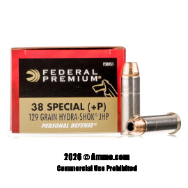 Federal 38 Special +P Ammo - 20 Rounds of 129 Grain HP Ammunition