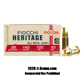 Image of Fiocchi 38 S&W Ammo - 50 Rounds of 145 Grain FMJ Ammunition