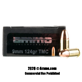 Image of Ammo Inc. 9mm Ammo - 50 Rounds of 124 Grain TMJ Ammunition