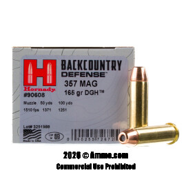 357 Magnum - 165 Grain DGH - Hornady Backcountry Defense - 25 Rounds