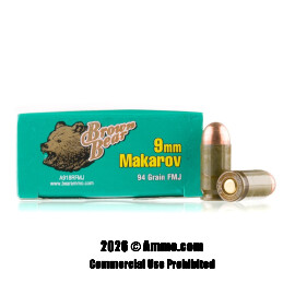 Image of Brown Bear 9mm Makarov Ammo - 1000 Rounds of 94 Grain FMJ Ammunition