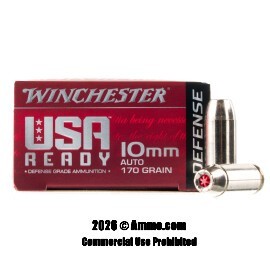 Image of Winchester USA Ready Defense 10mm Ammo - 20 Rounds of 170 Grain JHP Ammunition