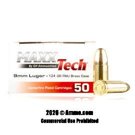 Image of MAXX Tech 9mm Ammo - 500 Rounds of 124 Grain FMJ Ammunition