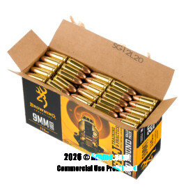 Image of Bulk 9mm Ammo - 1000 Rounds of Bulk 115 Grain FMJ Ammunition from Browning