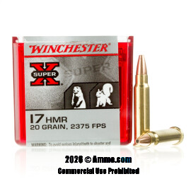Winchester Super-X 17 HMR Ammo - 1000 Rounds of 20 Grain XTP Ammunition