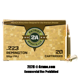 Image of Patriot Sports 223 Ammo - 20 Rounds of 55 Grain FMJ Ammunition