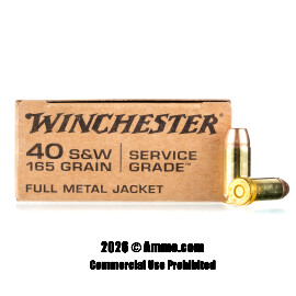 Image of Winchester Service Grade 40 S&W Ammo - 50 Rounds of 165 Grain FMJ Ammunition