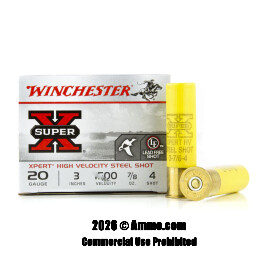 Winchester 20 Gauge Ammo - 25 Rounds of 7/8 oz. #4 Shot (Steel) Ammunition