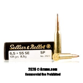 Image of Sellier & Bellot 6.5x55mm Ammo - 20 Rounds of 131 Grain SP Ammunition