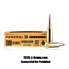 Image of Federal Gold Medal 6mm Creedmoor Ammo - 20 Rounds of 107 Grain HPBT MatchKing Ammunition