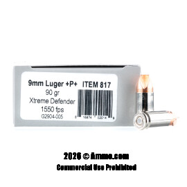 Image of Underwood 9mm +P+ Ammo - 200 Rounds of 90 Grain Xtreme Defender Ammunition
