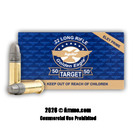 Image of Aguila 22 LR Ammo - 50 Rounds of 40 Grain LRN Ammunition