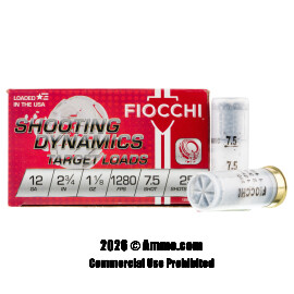 Fiocchi Shooting Dynamics 12 Gauge Ammo - 250 Rounds of 1-1/8 oz. #7-1/2 Shot Ammunition