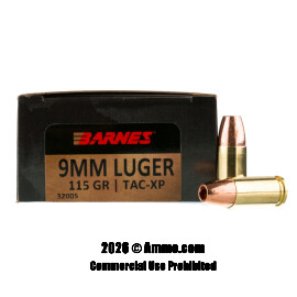 Barnes VOR-TX 9mm Ammo - 20 Rounds of 115 Grain XPB Ammunition