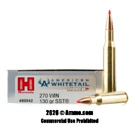 Image of Hornady American Whitetail Tipped 270 Win Ammo - 20 Rounds of 130 Grain SST Ammunition