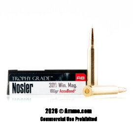 Image of Nosler Trophy Grade Ammunition 300 Win Mag Ammo - 20 Rounds of 180 Grain Polymer Tipped Ammunition