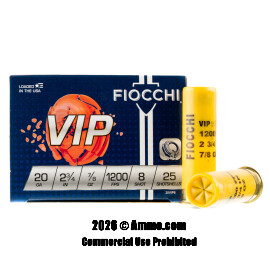 Image of Fiocchi VIP 20 Gauge Ammo - 250 Rounds of 7/8 oz. #8 Shot Ammunition