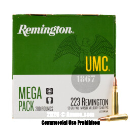 Image of Remington 223 Ammo - 200 Rounds of 55 Grain MC Ammunition