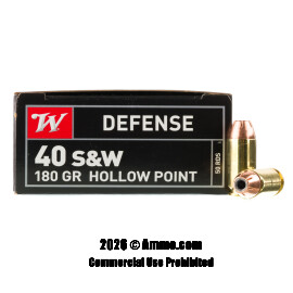 Winchester 40 Cal Ammo - 50 Rounds of 180 Grain JHP Ammunition