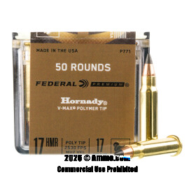Image of Federal 17 HMR Ammo - 50 Rounds of 17 Grain Polymer Tipped Ammunition