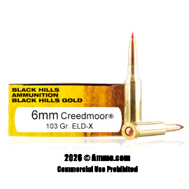 Image of Black Hills Gold 6mm Creedmoor Ammo - 20 Rounds of 103 Grain ELD-X Ammunition