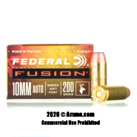 Federal Fusion 10mm Ammo - 20 Rounds of 200 Grain Bonded SP Ammunition