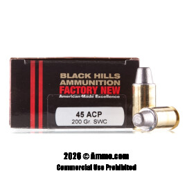 Image of Black Hills Ammunition 45 ACP Ammo - 20 Rounds of 200 Grain SWC Ammunition