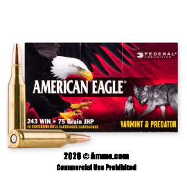 Image of Federal Varmint & Predator 243 Win Ammo - 40 Rounds of 75 Grain JHP Ammunition
